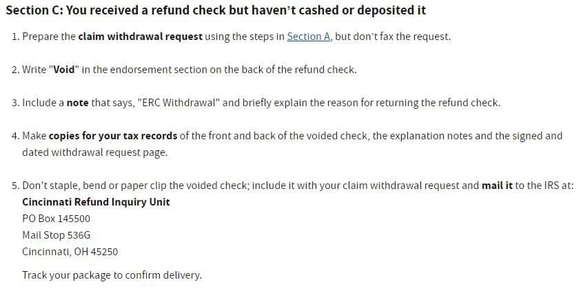 ERC withdrawal program option 3