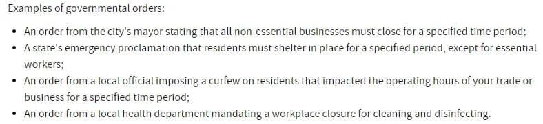 Government order suspending operations