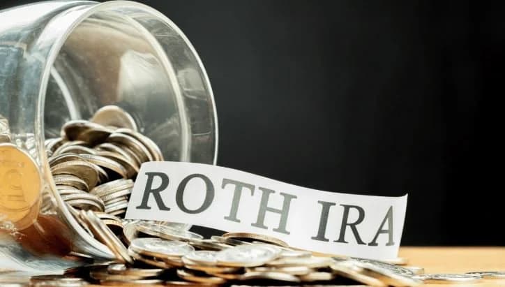 Jar of coins labeled Roth IRA