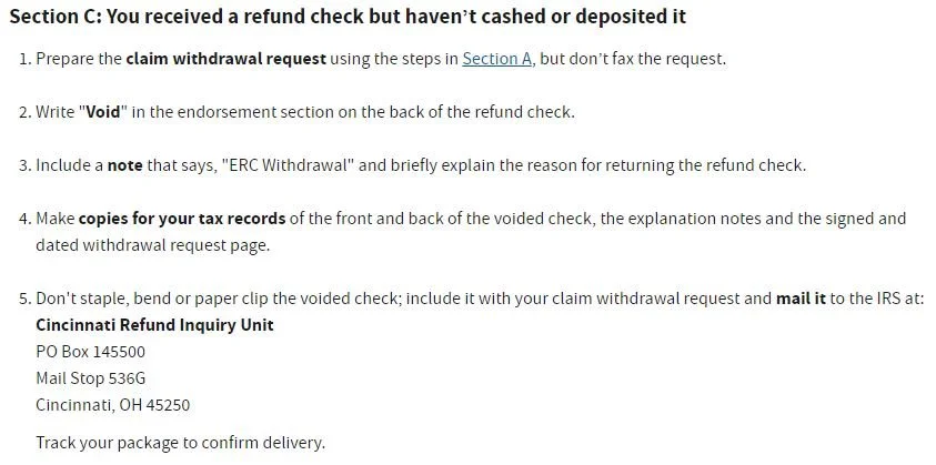 ERC withdrawal program option 3