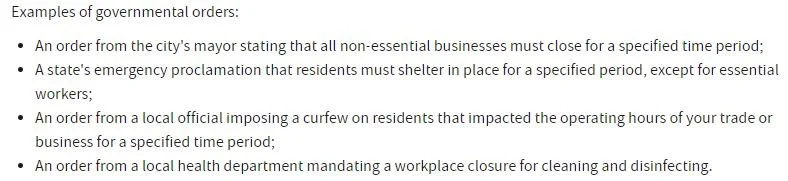 Government order suspending operations